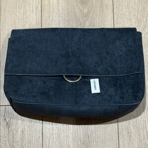 Old Navy Suede Clutch oversized with Gold Accent, Navy color NWT